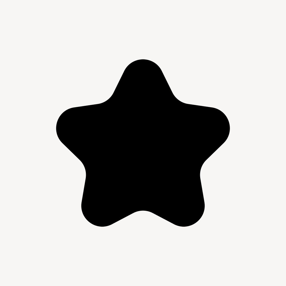Minimal round star sticker, simple black design shape on subtle color background psd