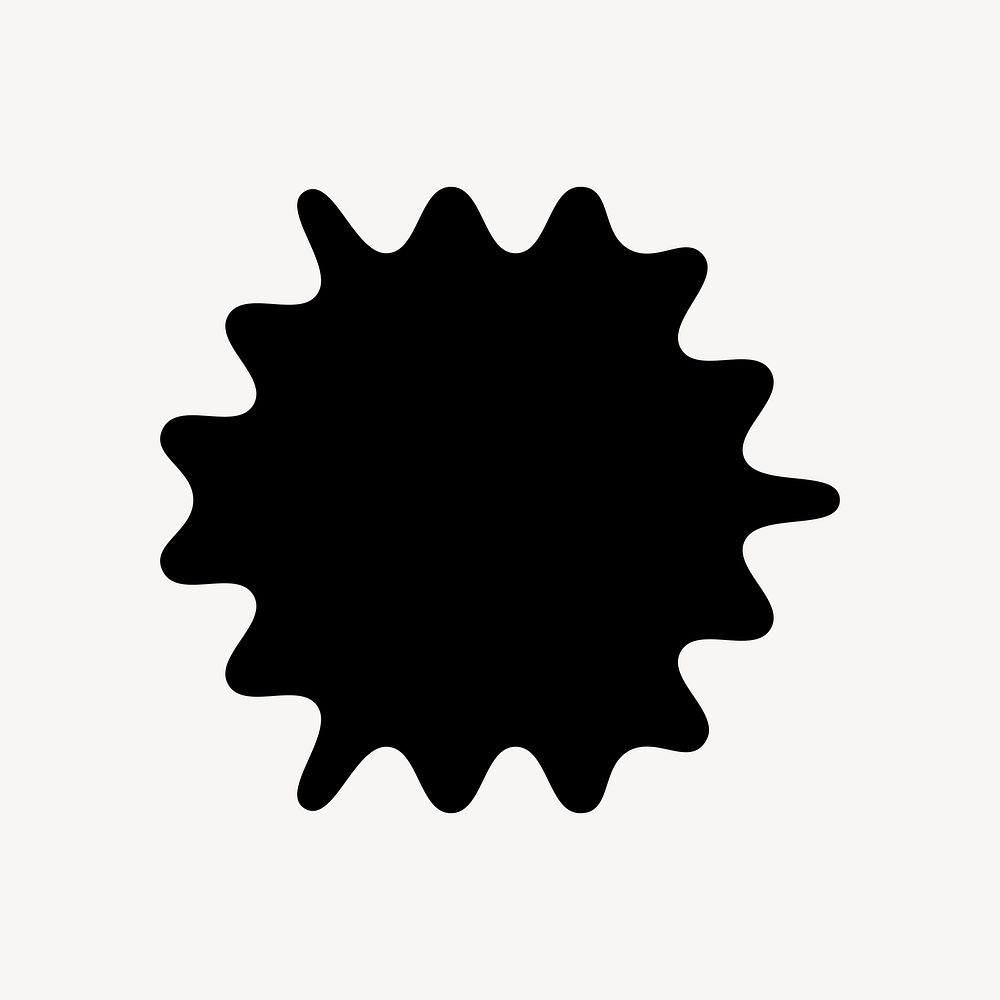 Simple black starburst graphic, minimal form design on white background