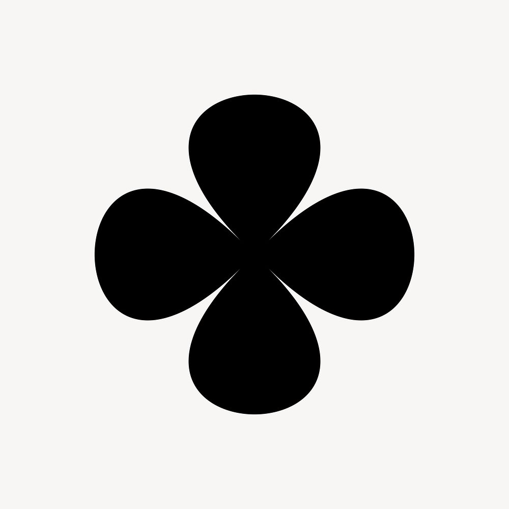 Minimal quatrefoil sticker, simple black design shape on subtle color background vector