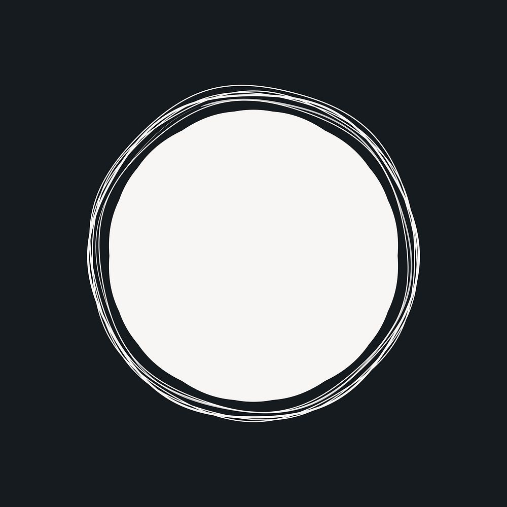 Circle sticker, minimal shape design on black background vector