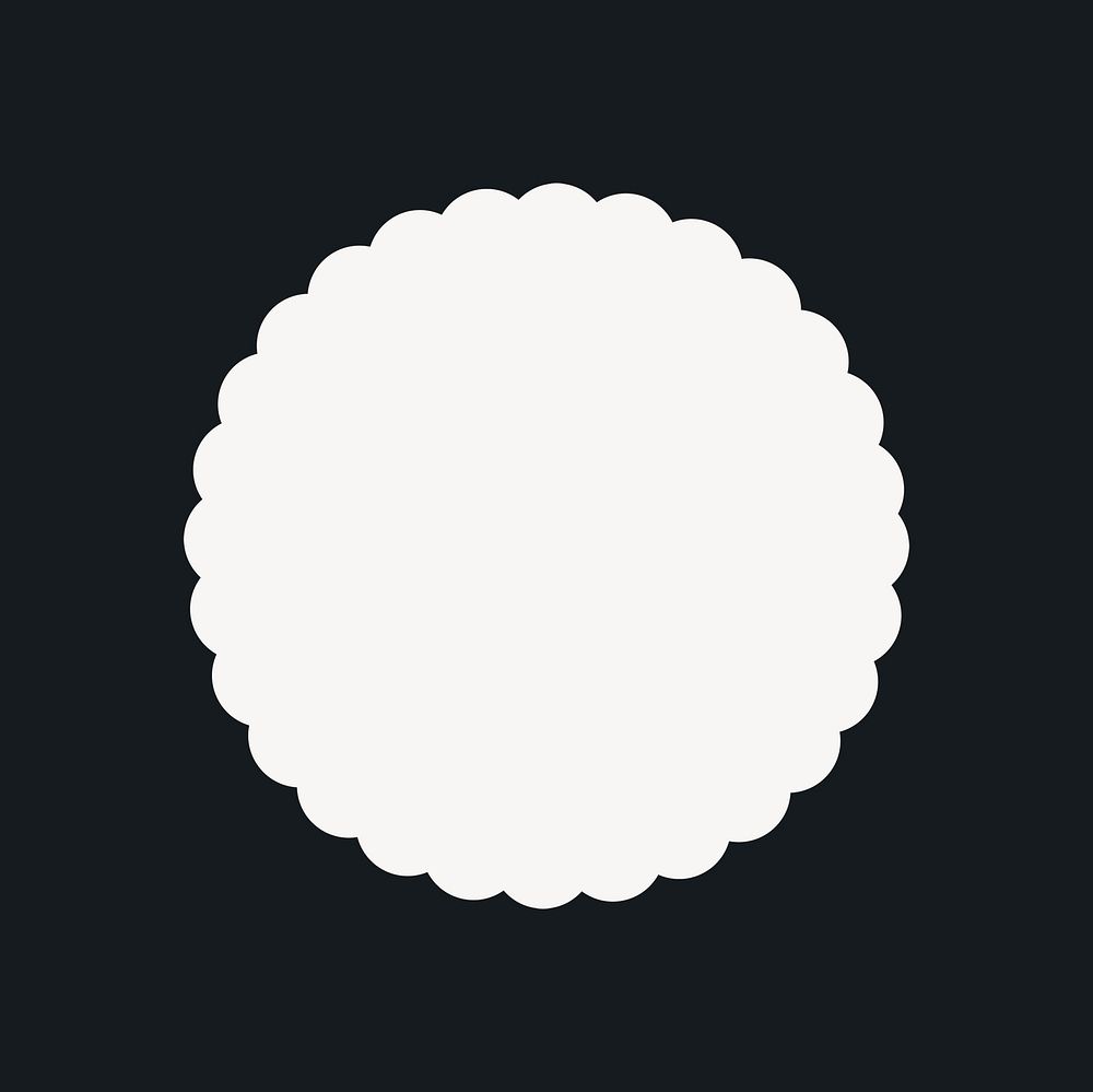 Jagged circle sticker, minimal shape design on black background psd