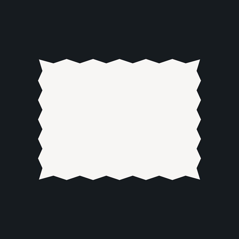 Jagged rectangular sticker, minimal shape design on black background vector