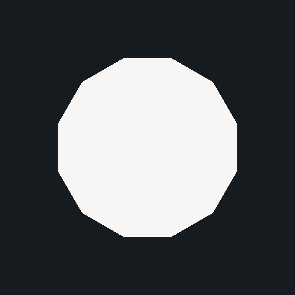 Dodecagon sticker, minimal shape design on black background psd