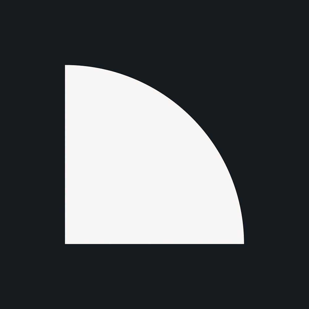 Geometric stickers, white quarter circle simple design, on black background vector