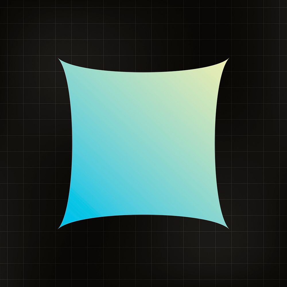 Geometric sticker, gradient color concave square simple design, on black background vector