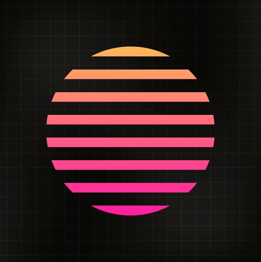 Feminine simple illustration, gradient striped circle design, black background