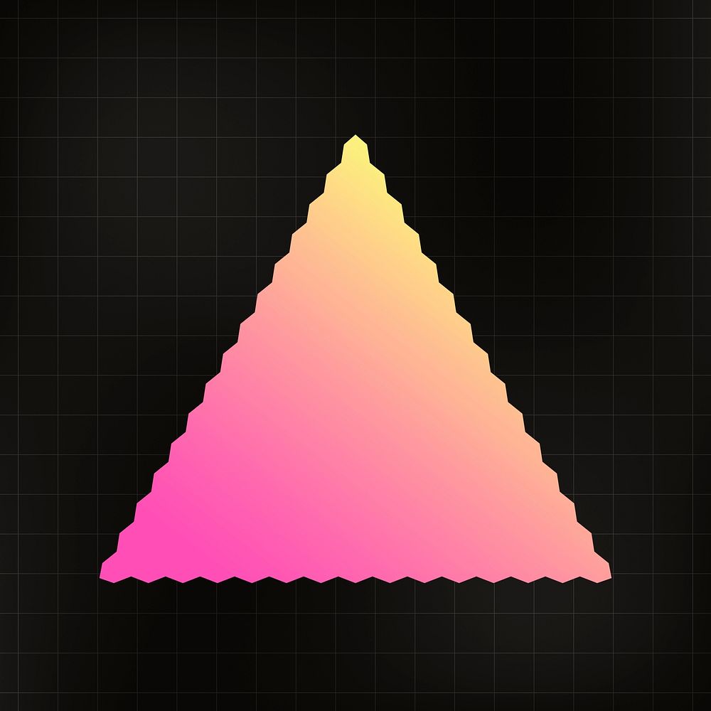 Color gradient jagged triangle illustration, cute design on black background