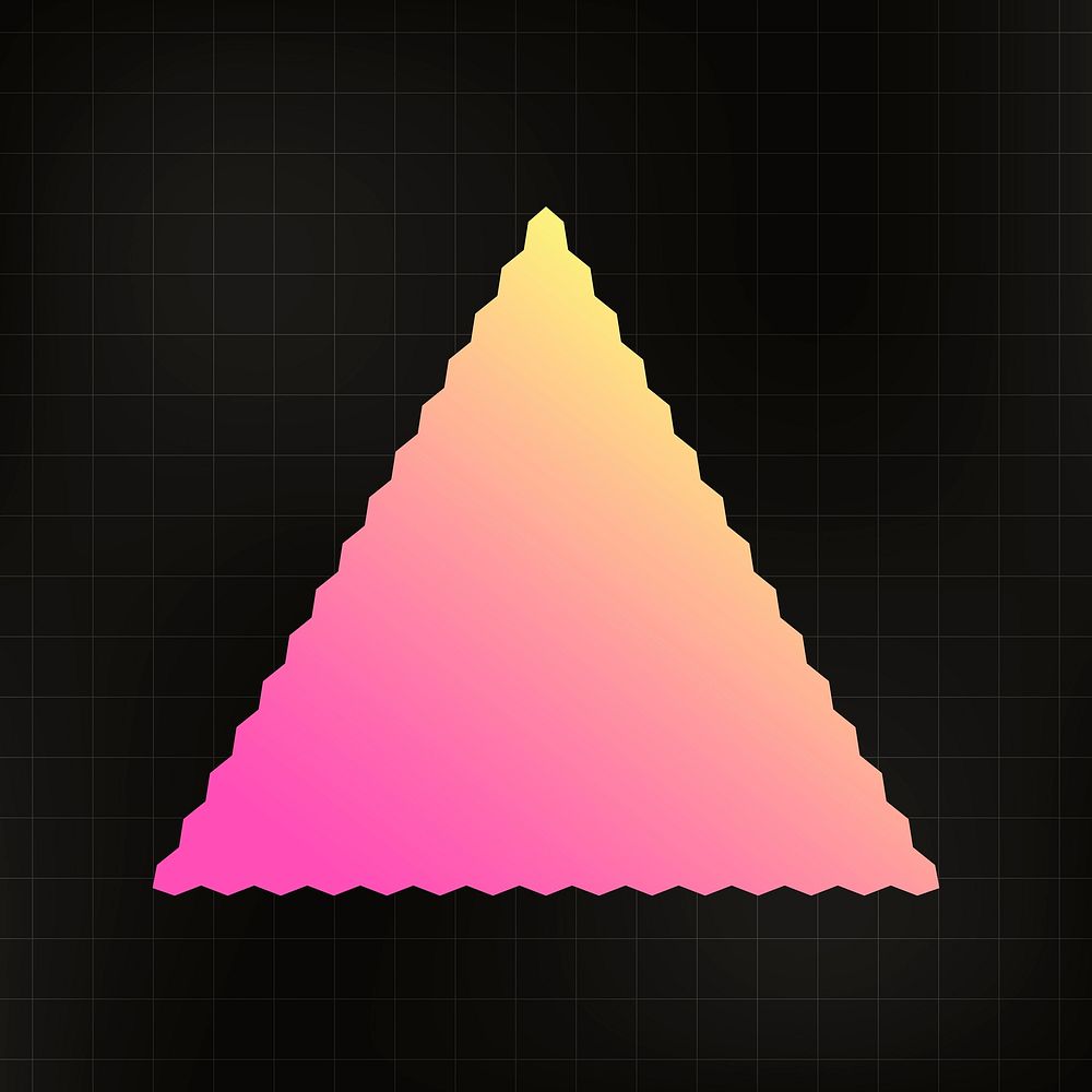 Geometric sticker, gradient color jagged triangle simple design, on black background vector
