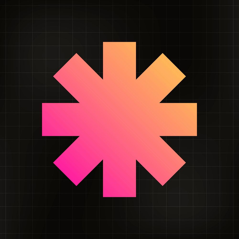 Geometric sticker, gradient color asterisk icon simple design, on black background psd