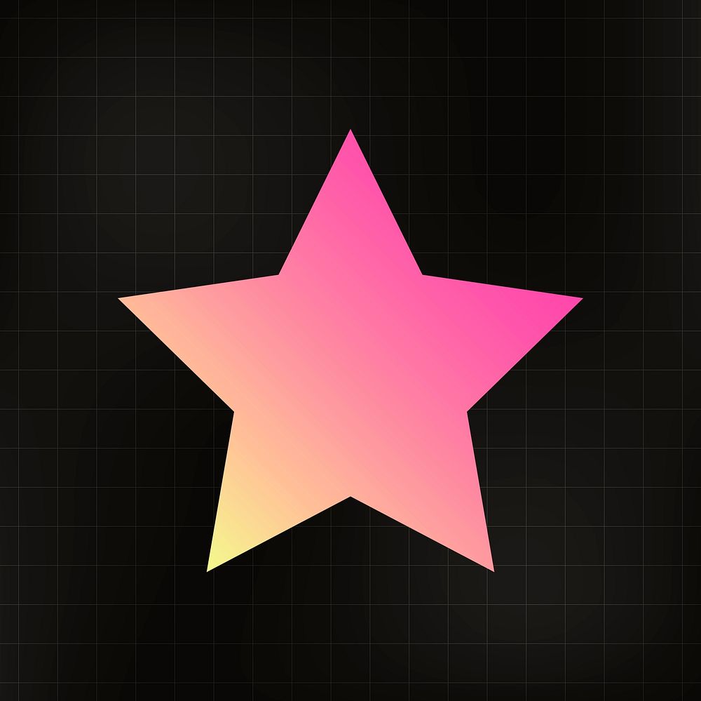 Geometric sticker, gradient color star simple design, on black background psd