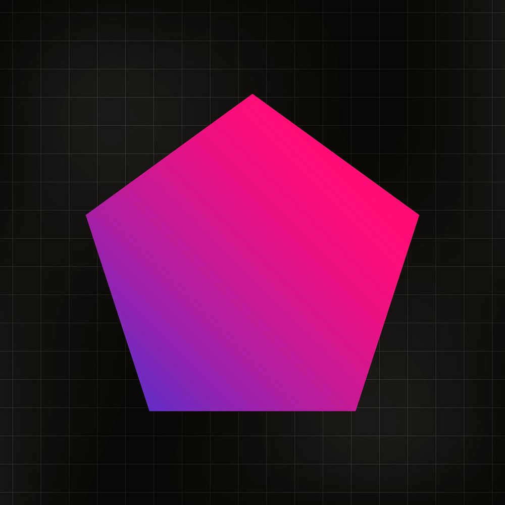 Gradient color pentagon element, simple shape design psd