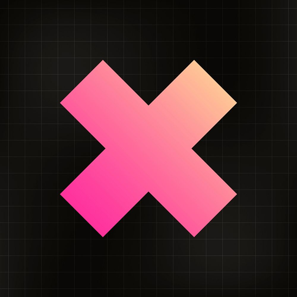 Geometric sticker, gradient color cross simple design, on black background vector