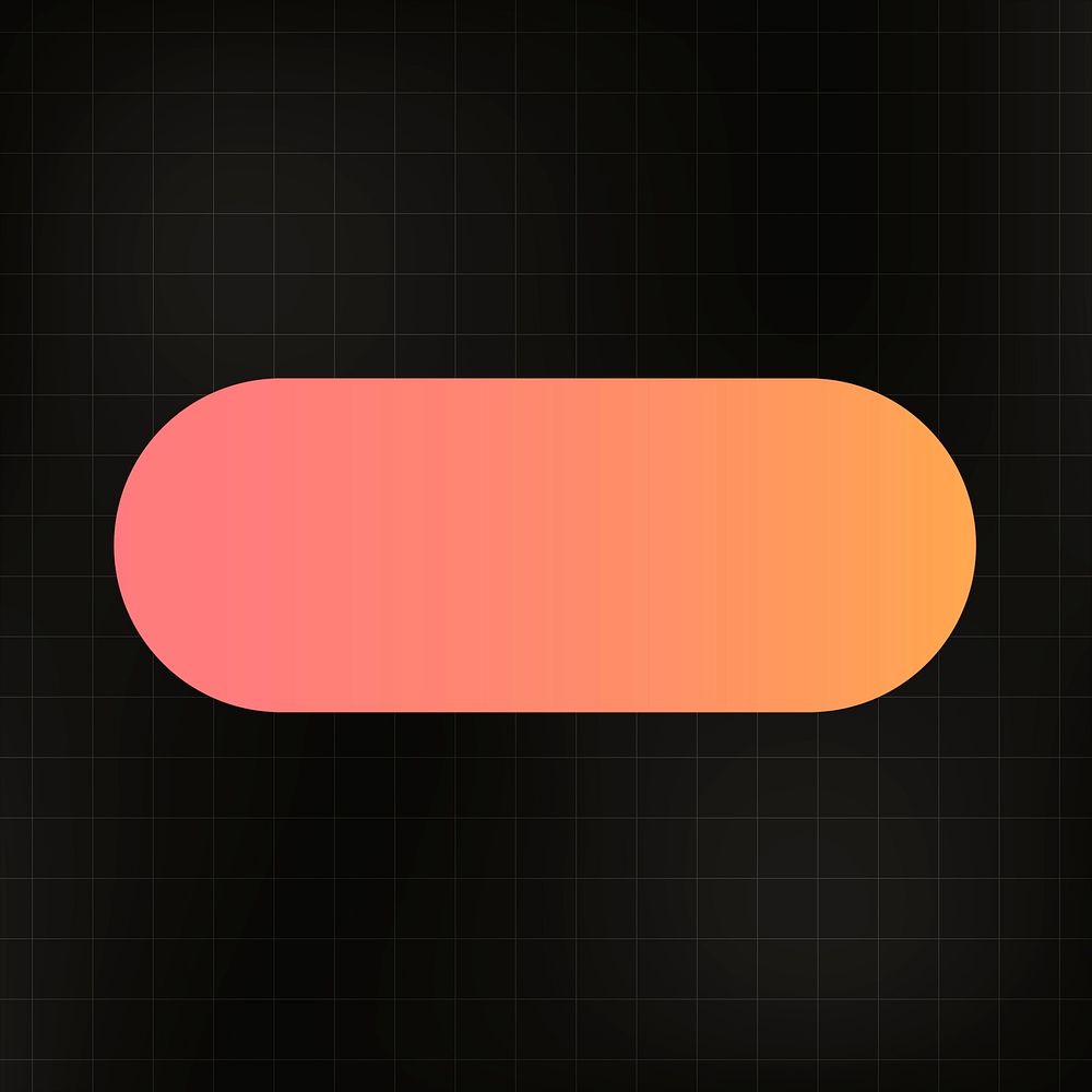 Geometric sticker, gradient color minus shape simple design, on black background psd