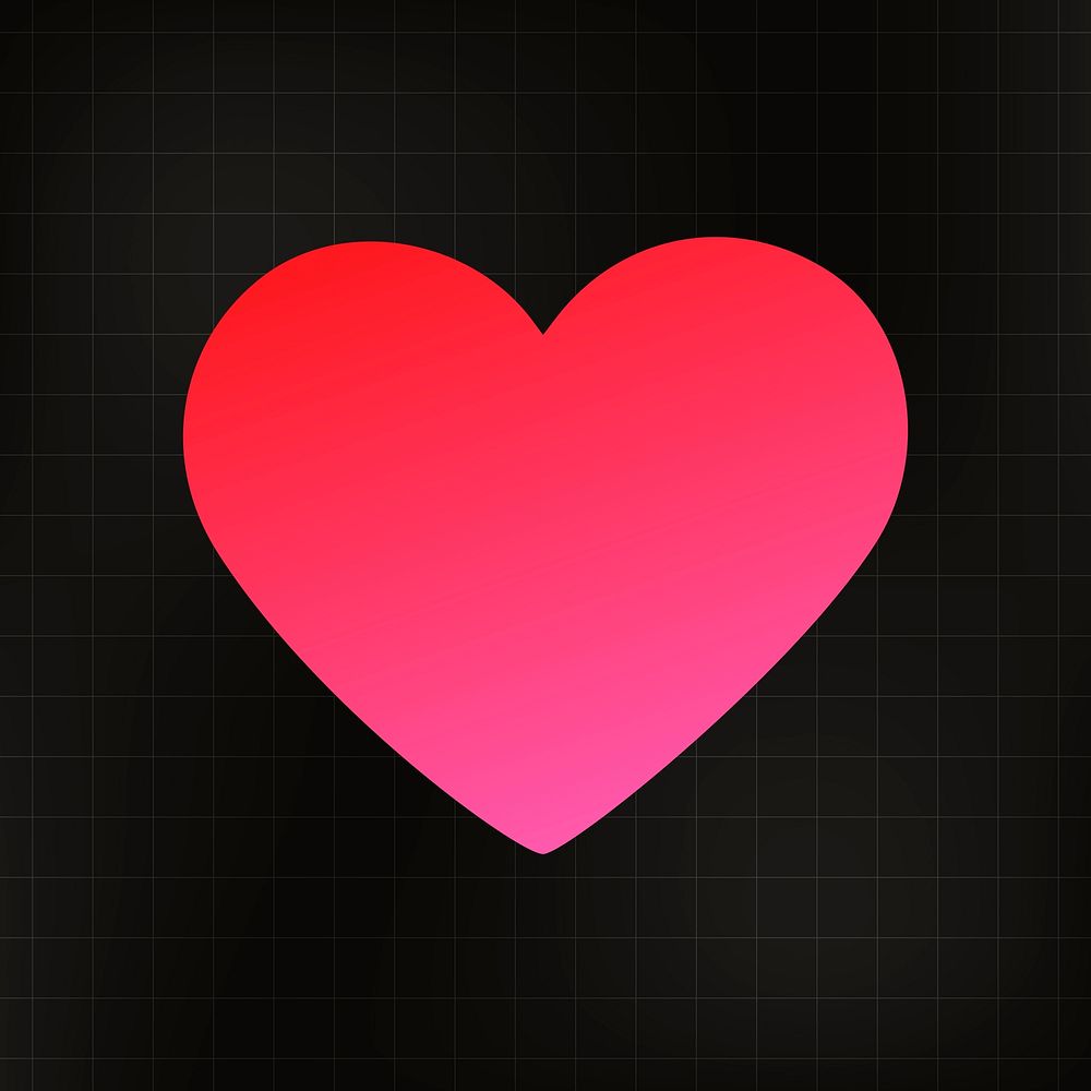 Geometric sticker, gradient color heart simple design, on black background vector