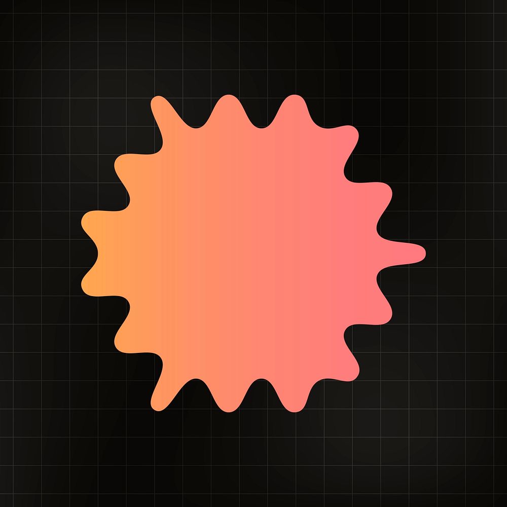 Geometric sticker, gradient color starburst simple design, on black background psd