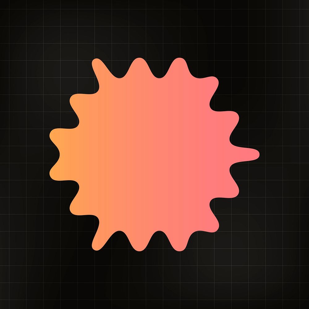 Geometric sticker, gradient color starburst simple design, on black background vector