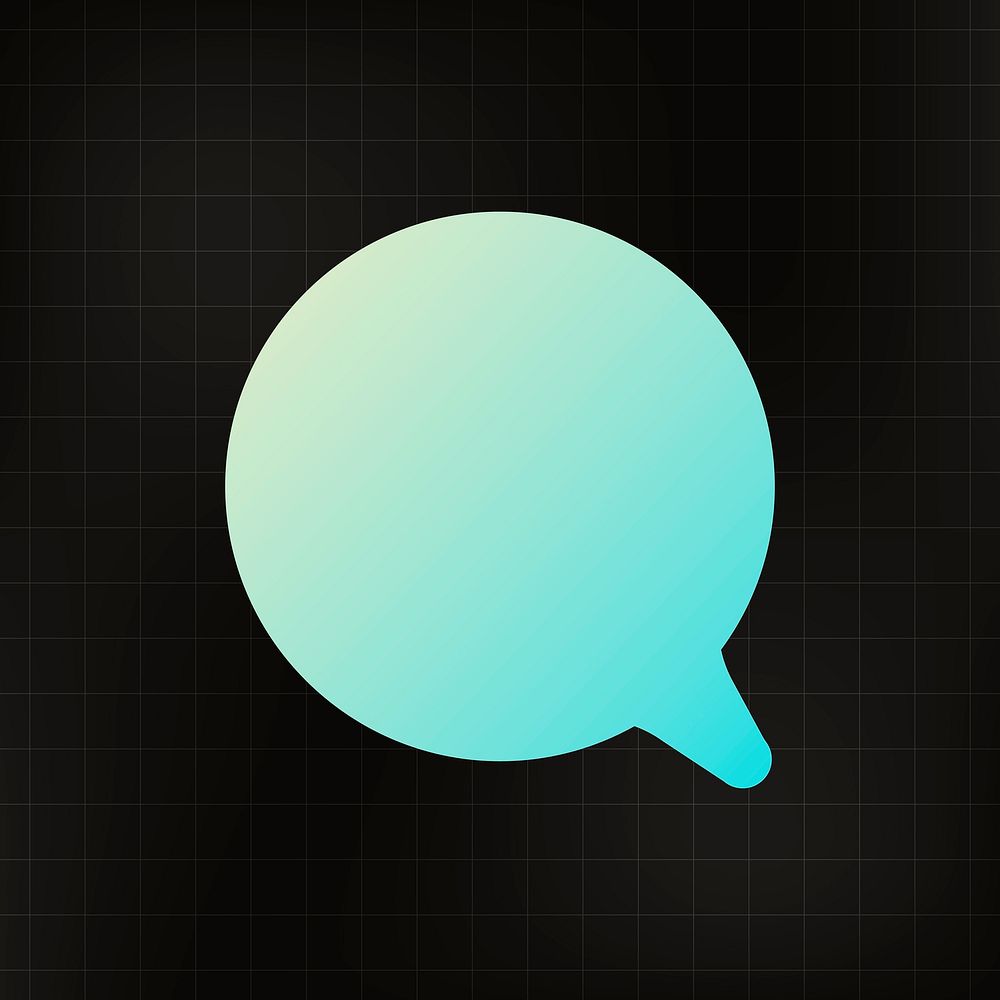 Geometric sticker, gradient color speech bubble simple design, on black background vector