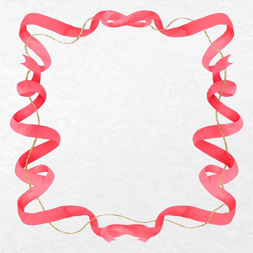 Ribbon frame, red watercolor design vector