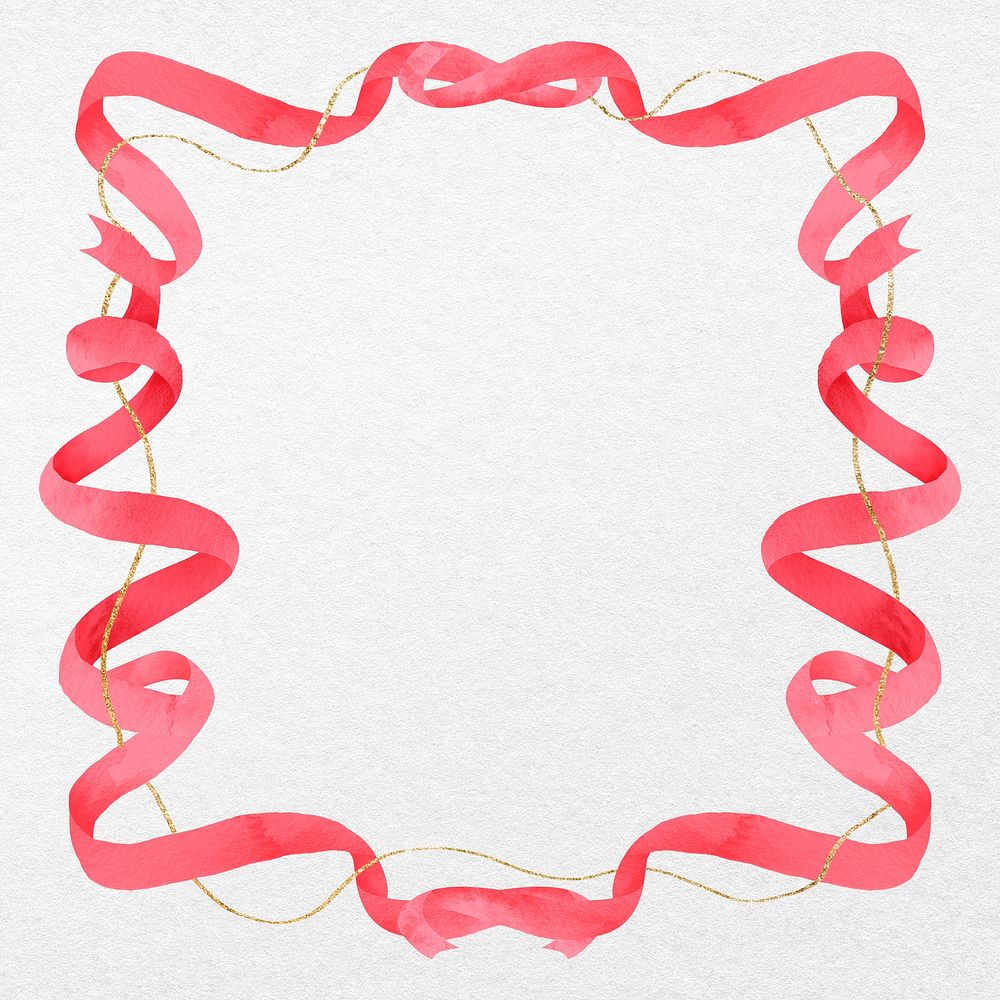 Ribbon frame background, red watercolor design