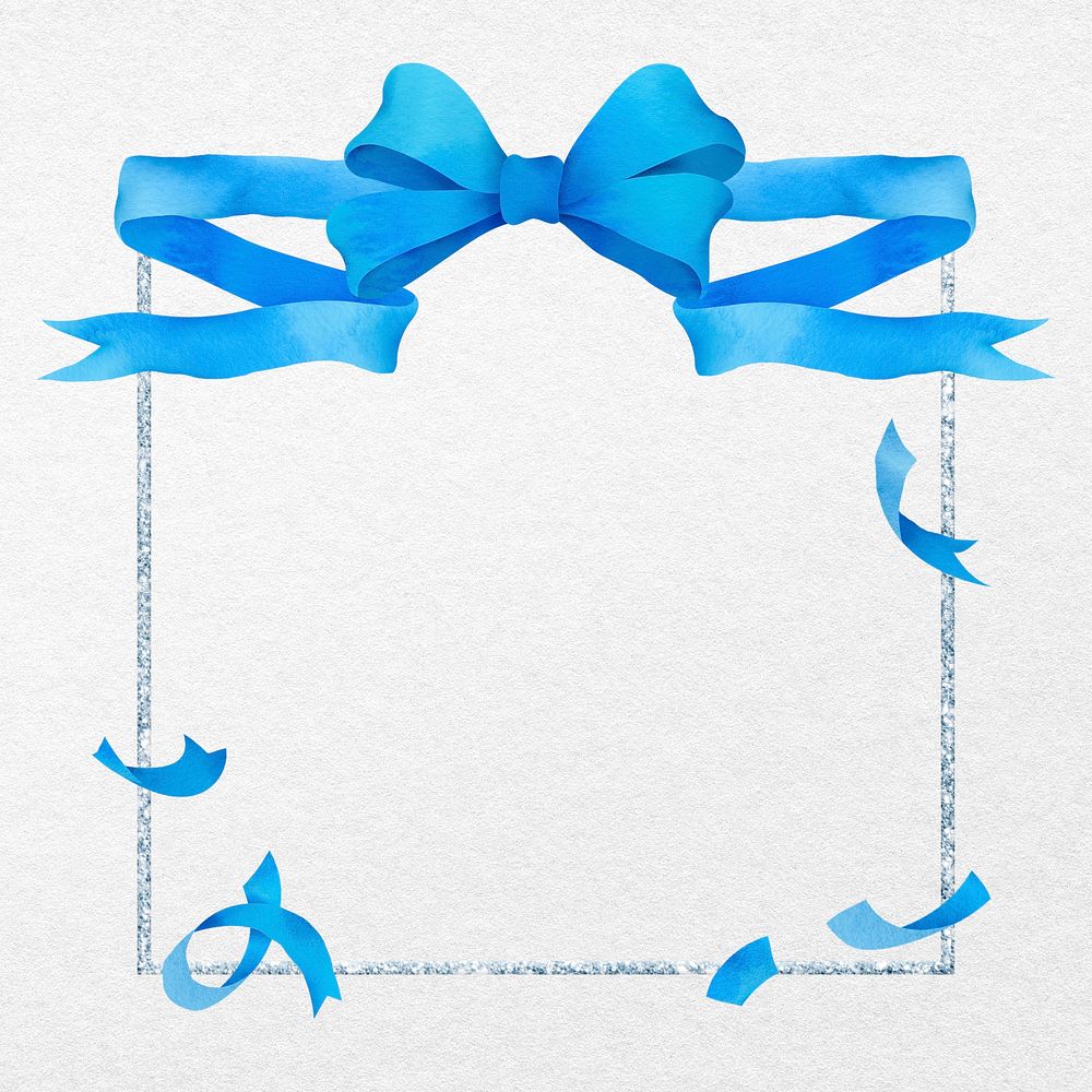 Wedding frame background, blue bow illustration