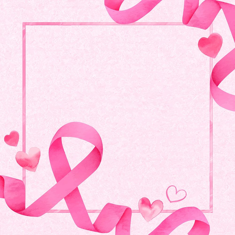 Pink frame, ribbon illustration, watercolor design vector