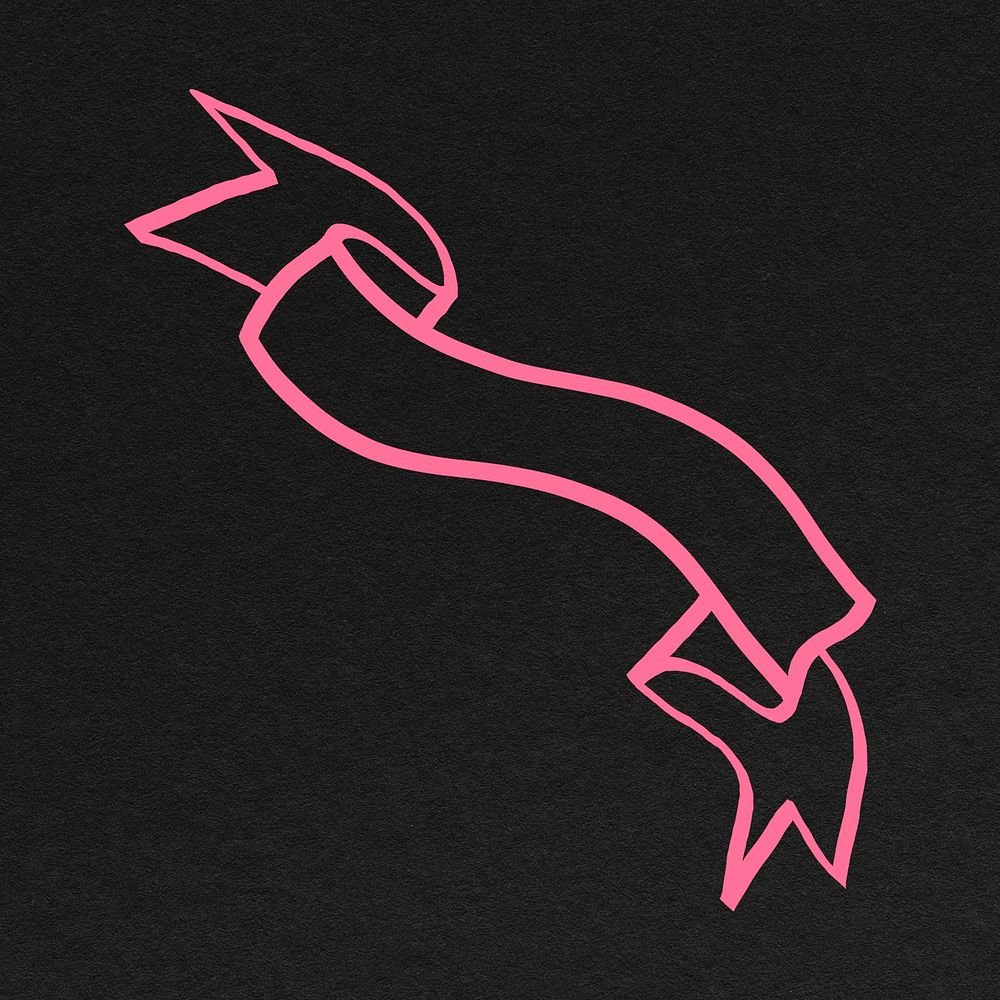 Pink ribbon doodle clipart, cute design element psd