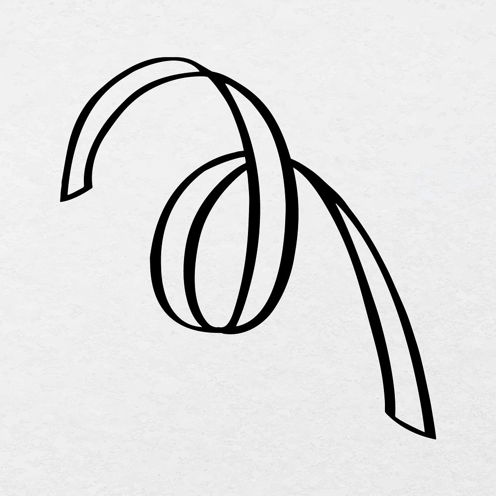 Black ribbon doodle collage element vector