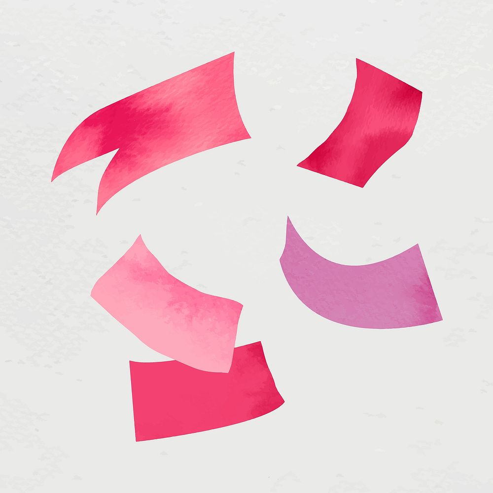 Confetti collage element, pink watercolor design vector