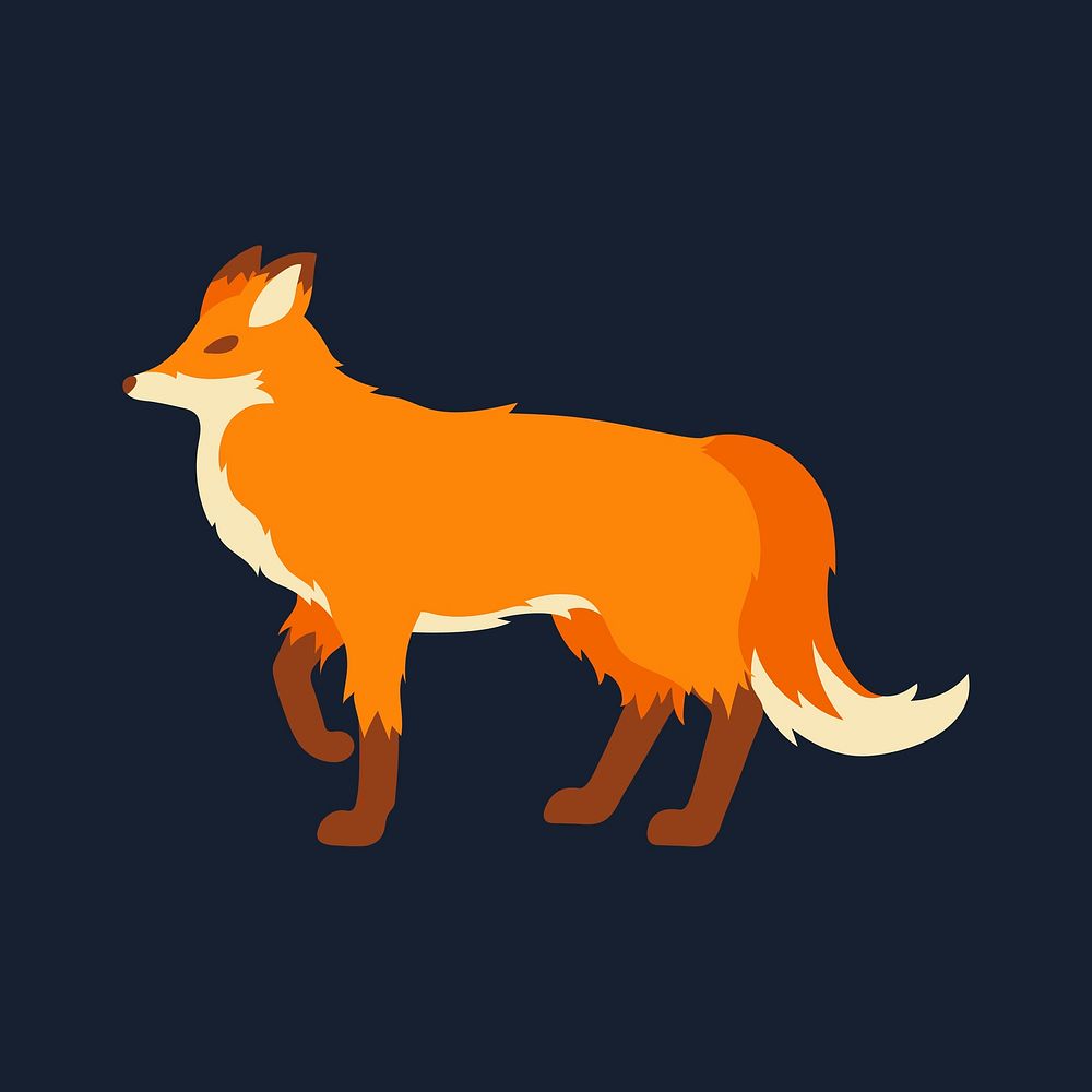 Fox clipart, cute animal cartoon illustration vector