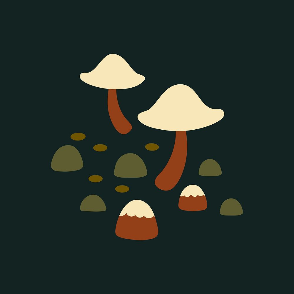 Mushroom clipart, aesthetic nature cartoon illustration vector