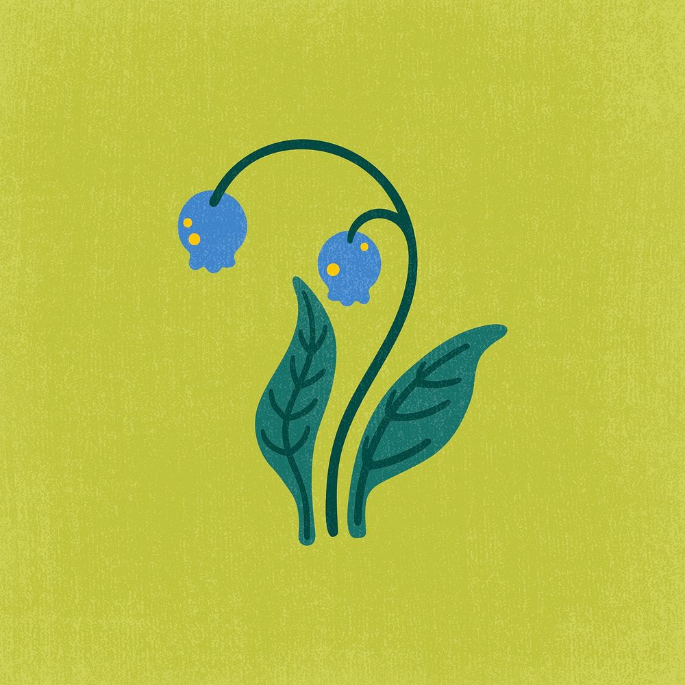 Blue flower clipart, aesthetic nature cartoon illustration