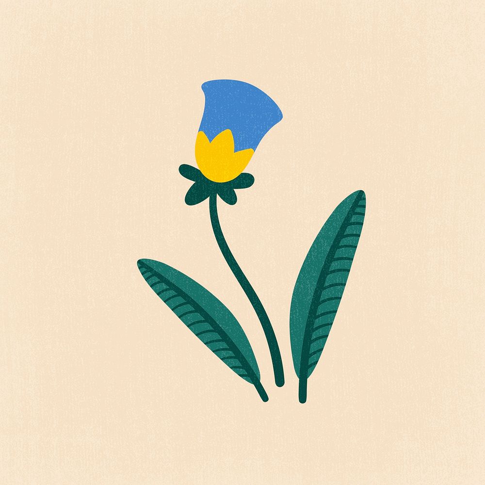 Blue flower clipart, aesthetic nature cartoon illustration psd