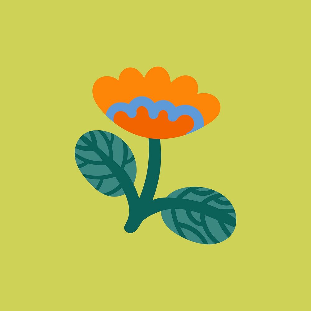 Abstract flower sticker, aesthetic nature cartoon illustration vector