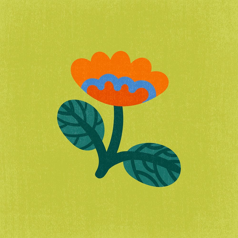 Abstract flower clipart, aesthetic nature cartoon illustration