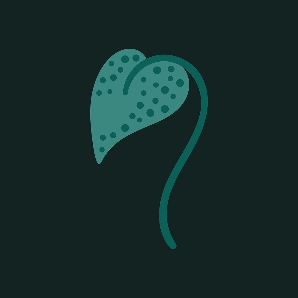 Green leaf clipart, aesthetic nature cartoon illustration vector