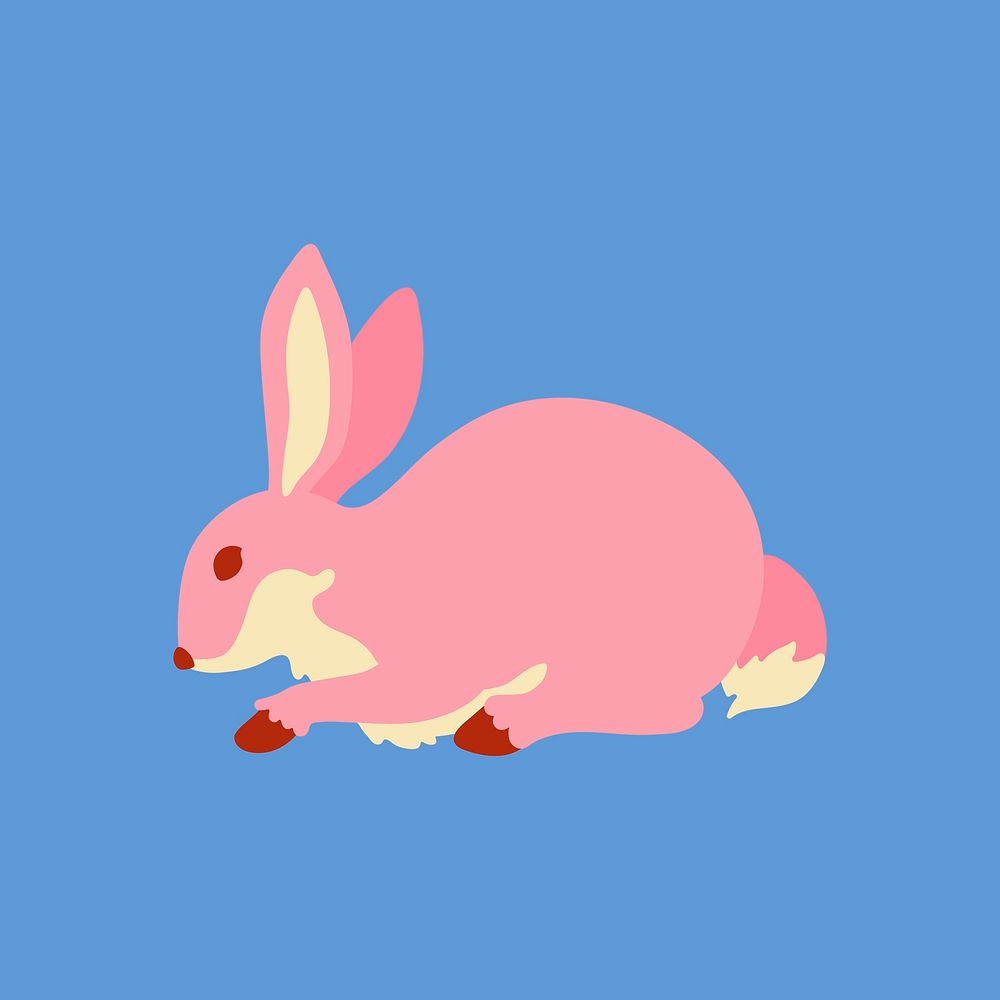 Pink bunny clipart, cute animal cartoon illustration vector