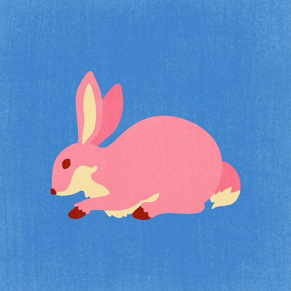 Pink rabbit clipart, cute animal cartoon illustration