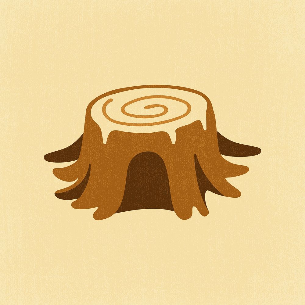 Tree stump clipart, aesthetic nature cartoon illustration psd