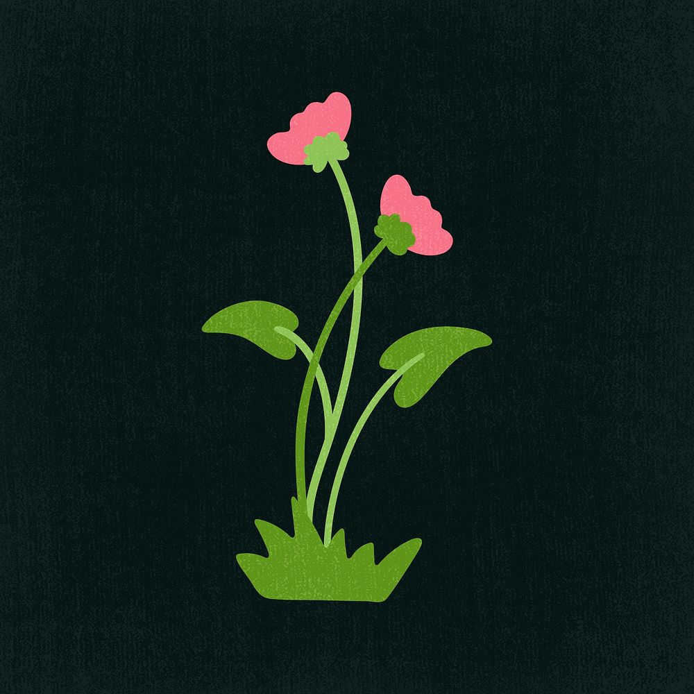 Pink flower clipart, aesthetic nature cartoon illustration