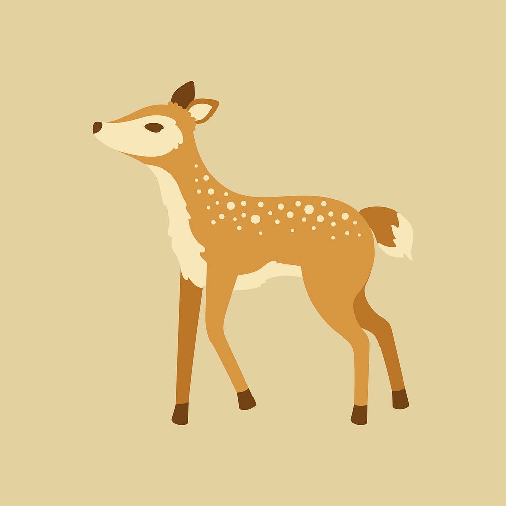 Deer clipart, cute animal cartoon illustration vector