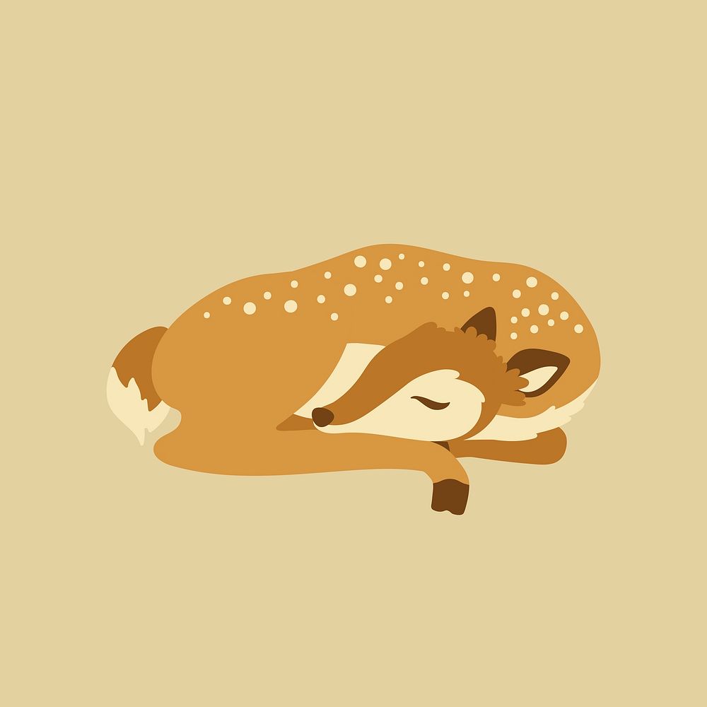 Sleeping deer clipart, cute animal cartoon illustration vector