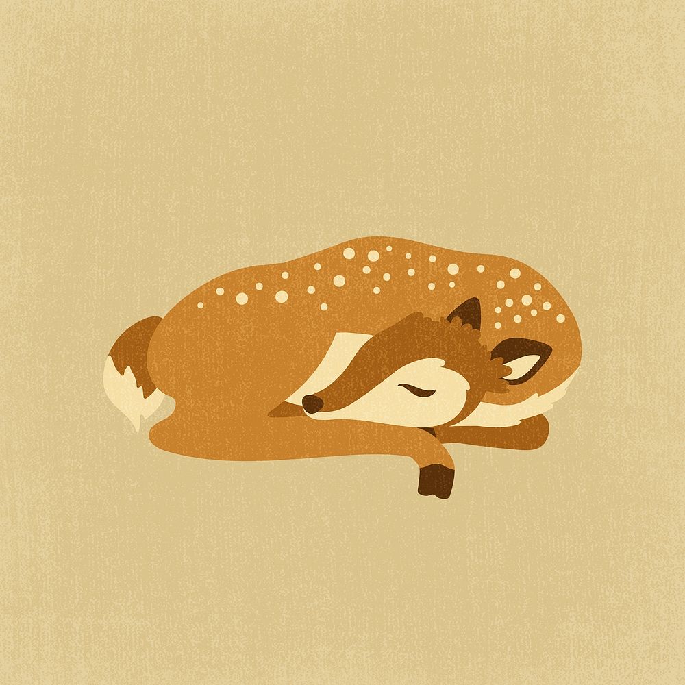 Sleeping deer clipart, cute animal cartoon illustration psd