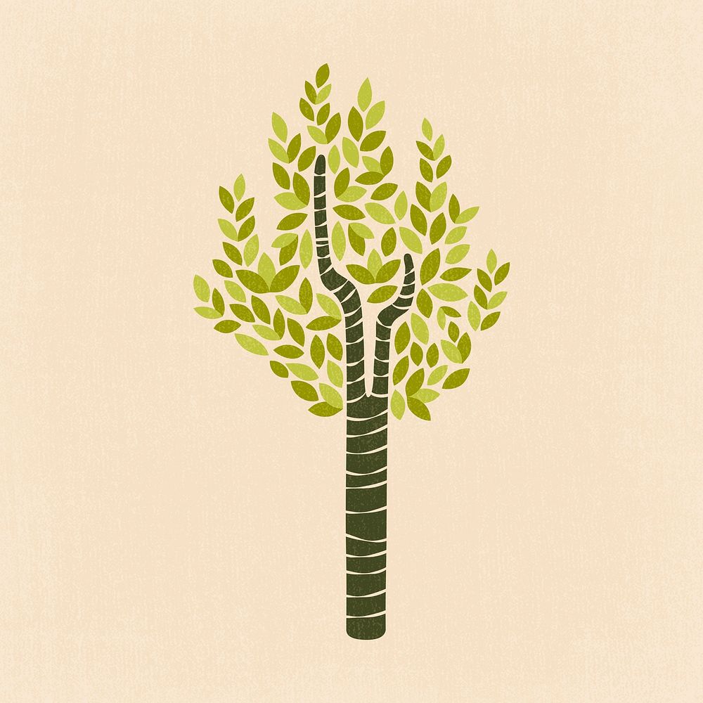 Tree clipart, aesthetic nature cartoon illustration