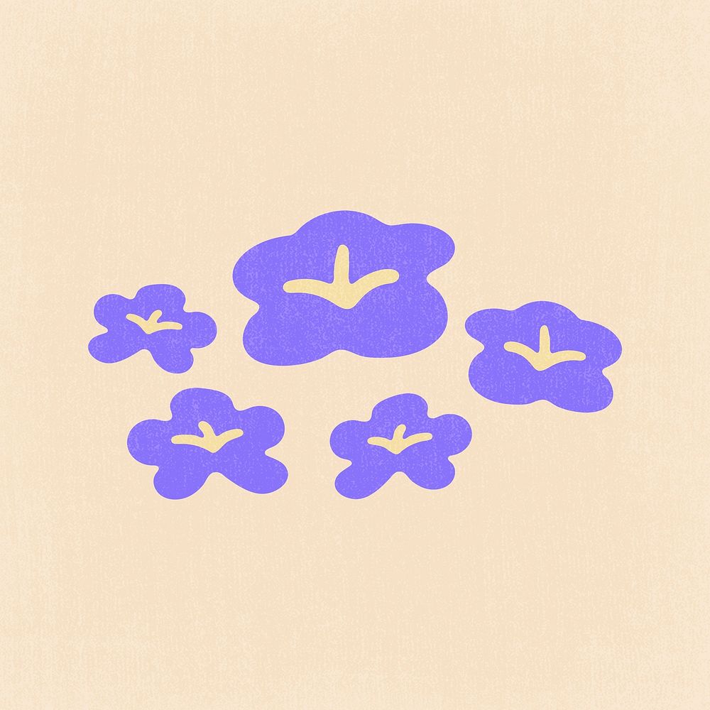 Purple aesthetic flower clipart, nature cartoon illustration