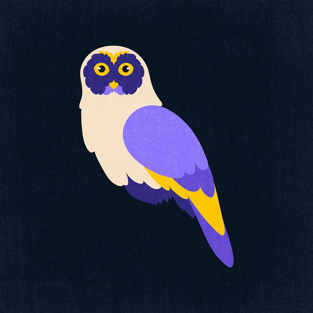Purple aesthetic owl clipart, cute animal cartoon illustration psd