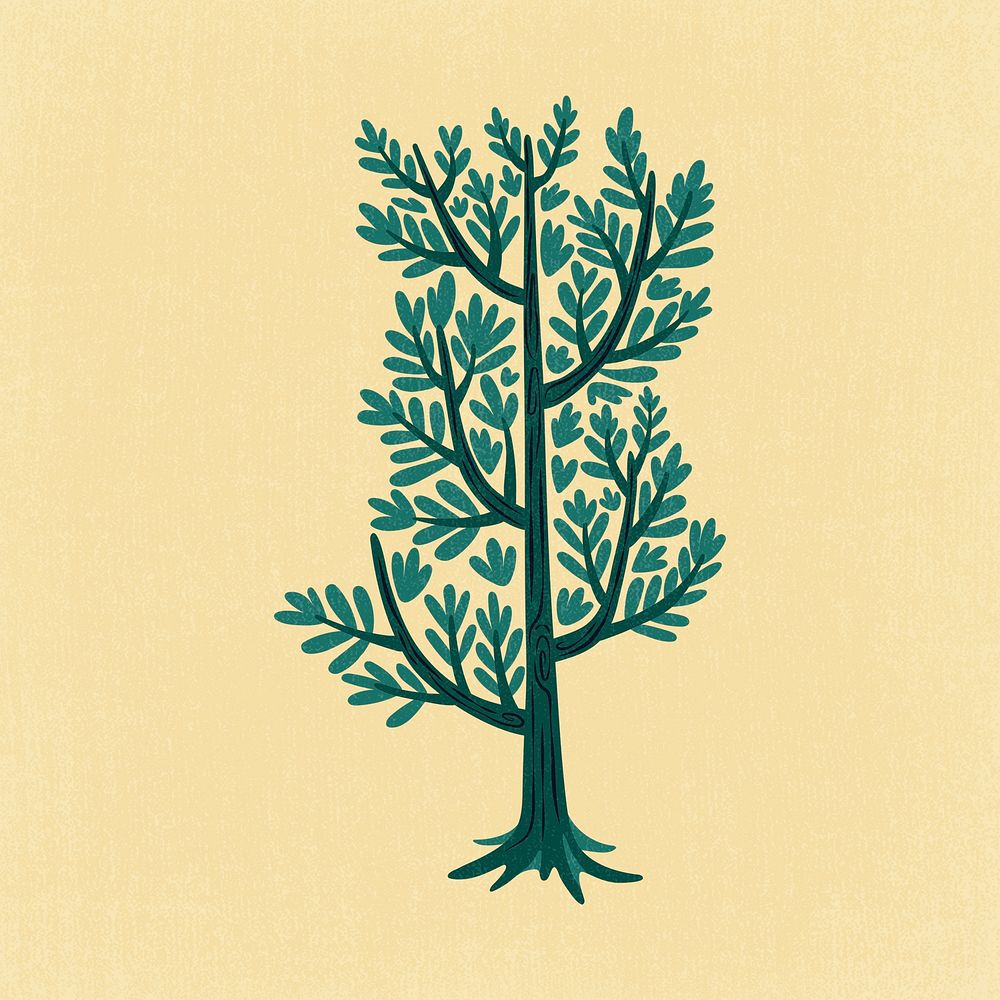 Cute tree clipart, aesthetic nature cartoon illustration