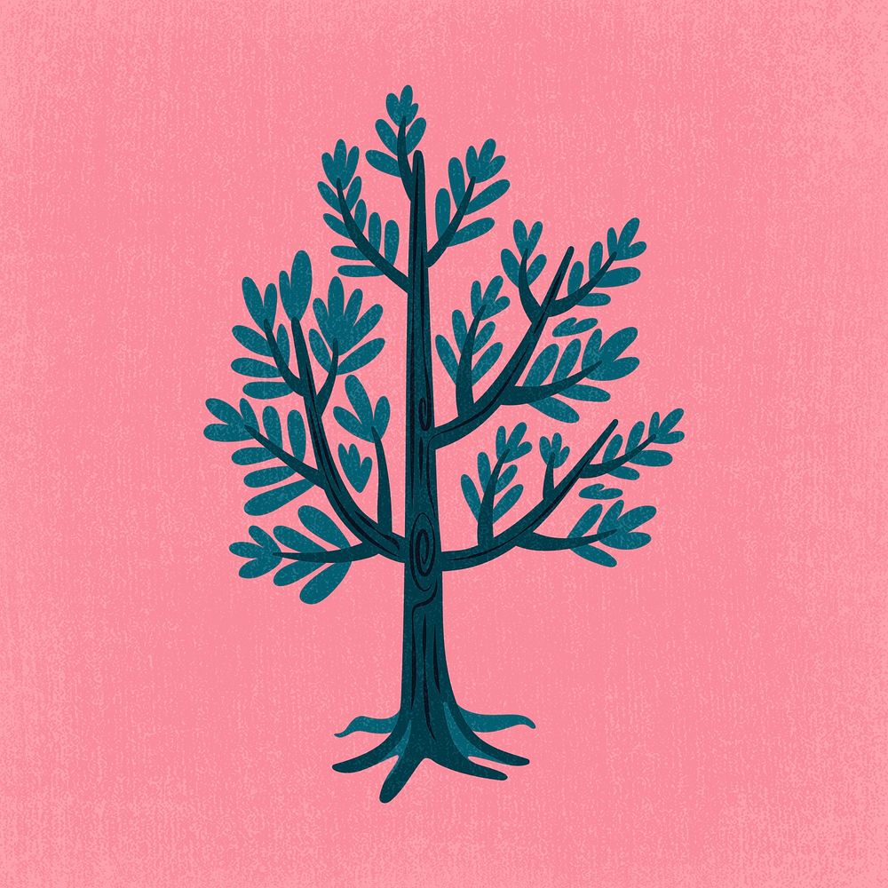 Tree clipart, aesthetic nature cartoon illustration