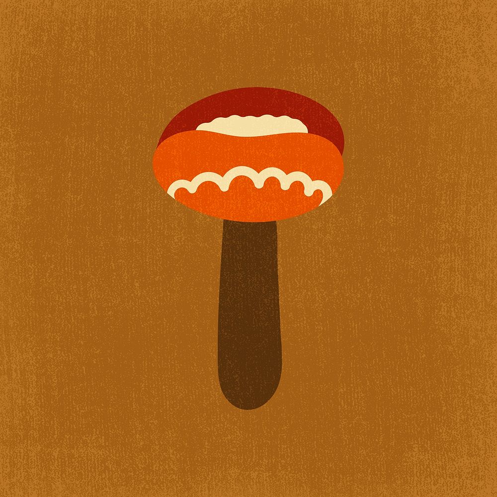 Mushroom clipart, aesthetic nature cartoon illustration