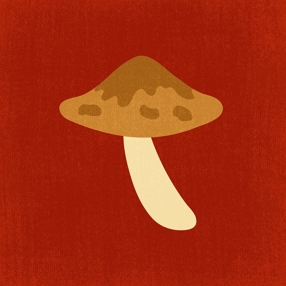 Cute mushroom clipart, aesthetic nature cartoon illustration
