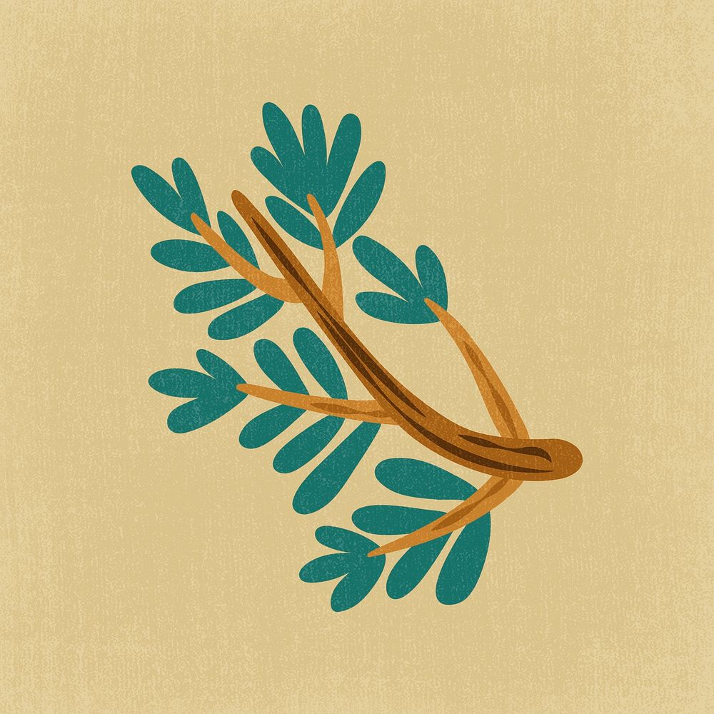 Green leaf clipart, aesthetic nature cartoon illustration